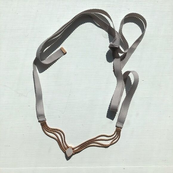 KEEP Collective Ribbon Necklace Rose Gold Gray with Druzy Charm - Picture 2 of 2